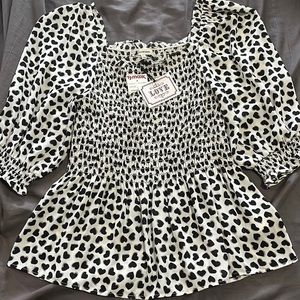 TJ Maxx. Cream and black hearts. Size large.